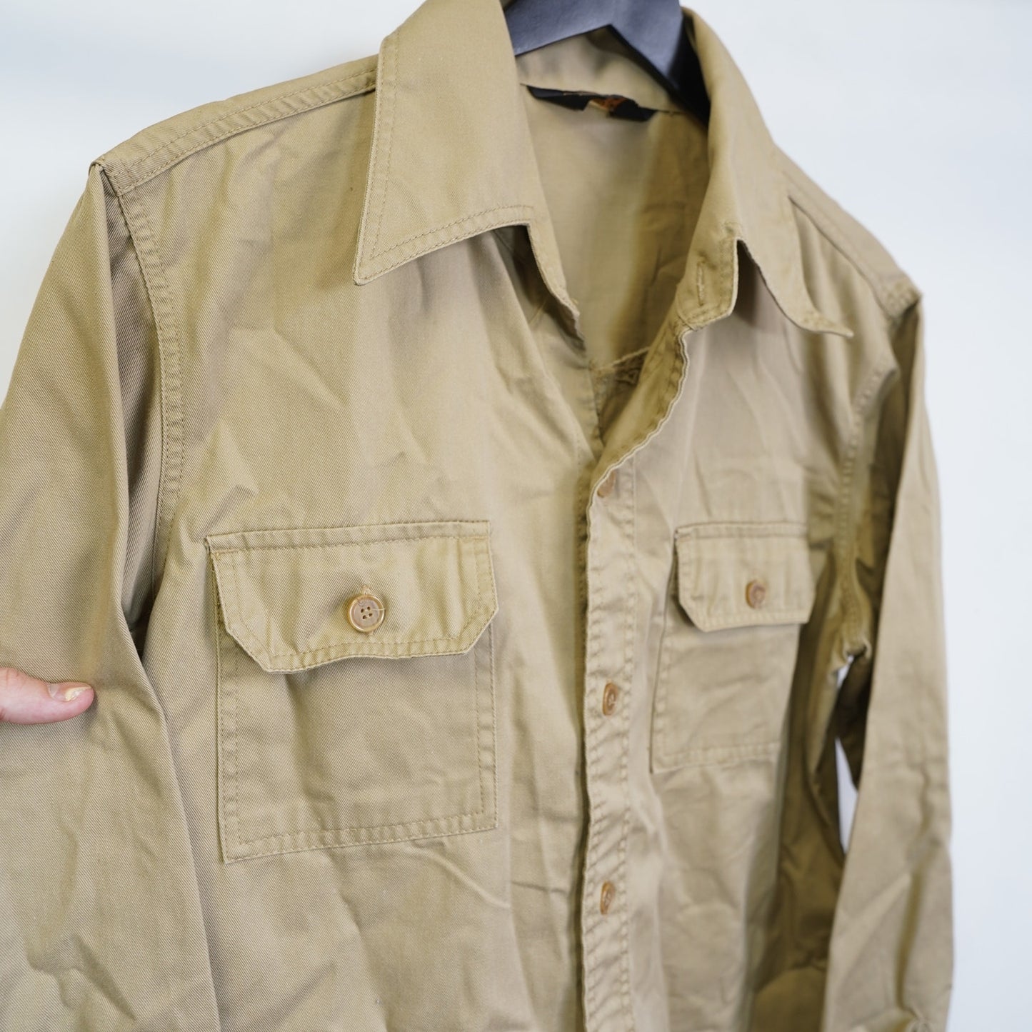 (L) True Vintage 1970s Sears Sportsman Field Hunting Shirt Men's L Khaki Work Shirt