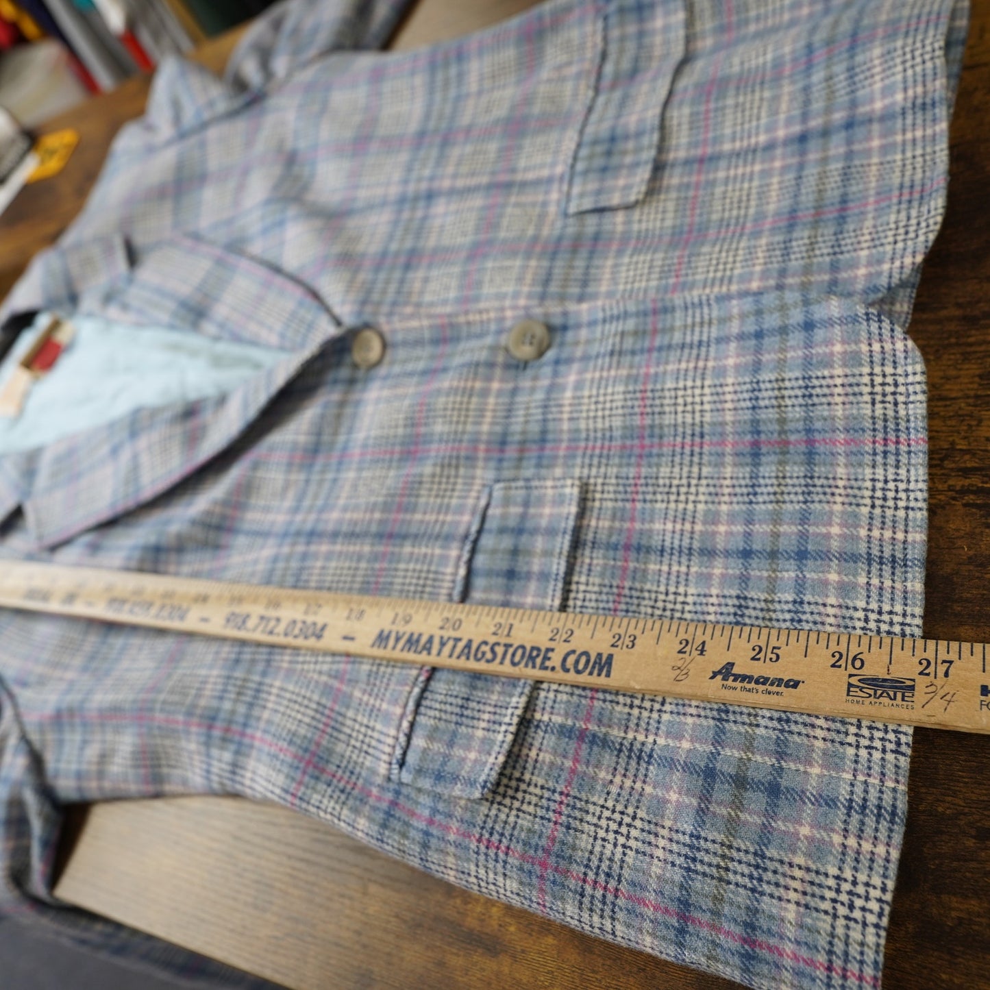 (Women's L) Vintage Wool Pendleton Plaid Jacket Blazer Tartan USA Blue White New