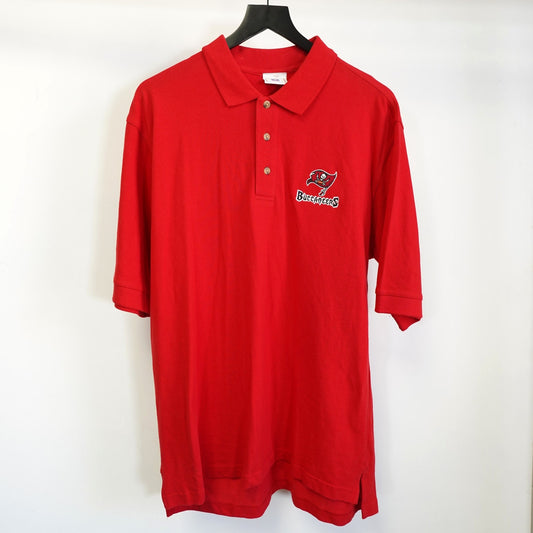 (XL) Vintage Tampa Bay Buccaneers Sewn Football Polo Shirt Men's XL Red NFL Stitched