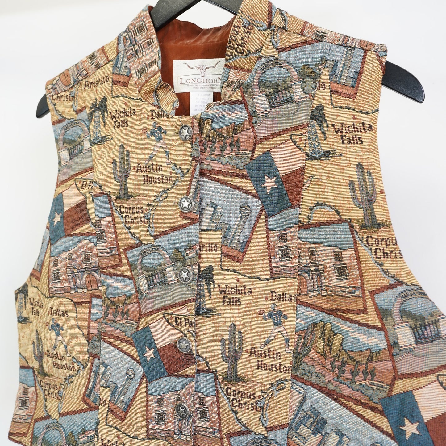 (Women's XL) Vintage Longhorn Tapestry Western Vest Women's XL Rodeo Cowboy 90s Embroidered
