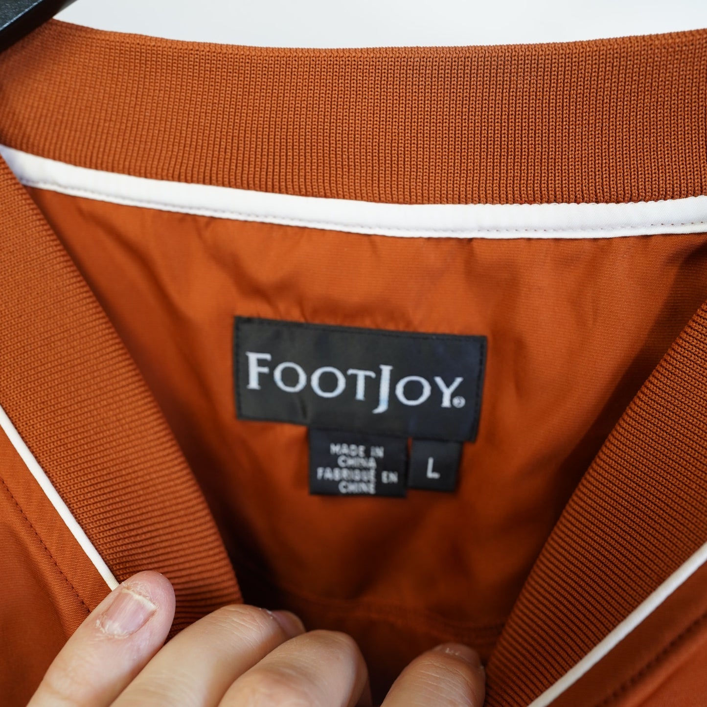(L) Vintage FootJoy FJ Golf Pullover Windbreaker Jacket Men's L Burnt Orange White