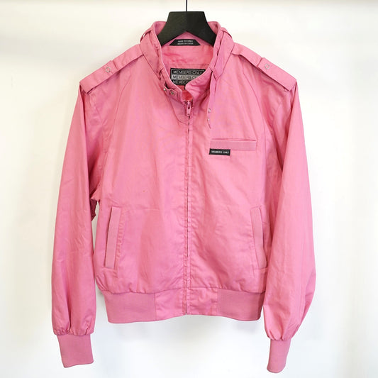(Women's M) Vintage Members Only Pink Bomber Jacket Women's M 90s Retro Flight Full Zip