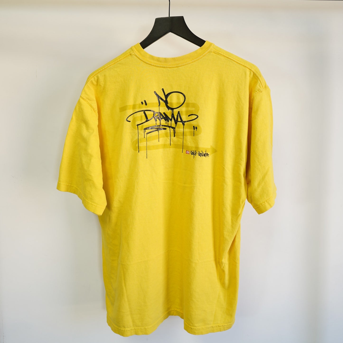 (L) Vintage Y2K Ecko Unlimited No Drama 2000s Yellow Hip Hop T-Shirt