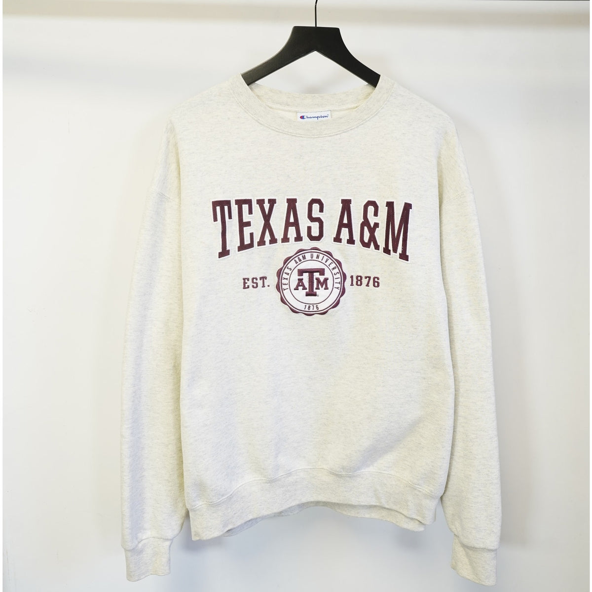 Texas A&M Aggies Champion Sewn Sweatshirt Men's XL Cream Maroon ATM Retro