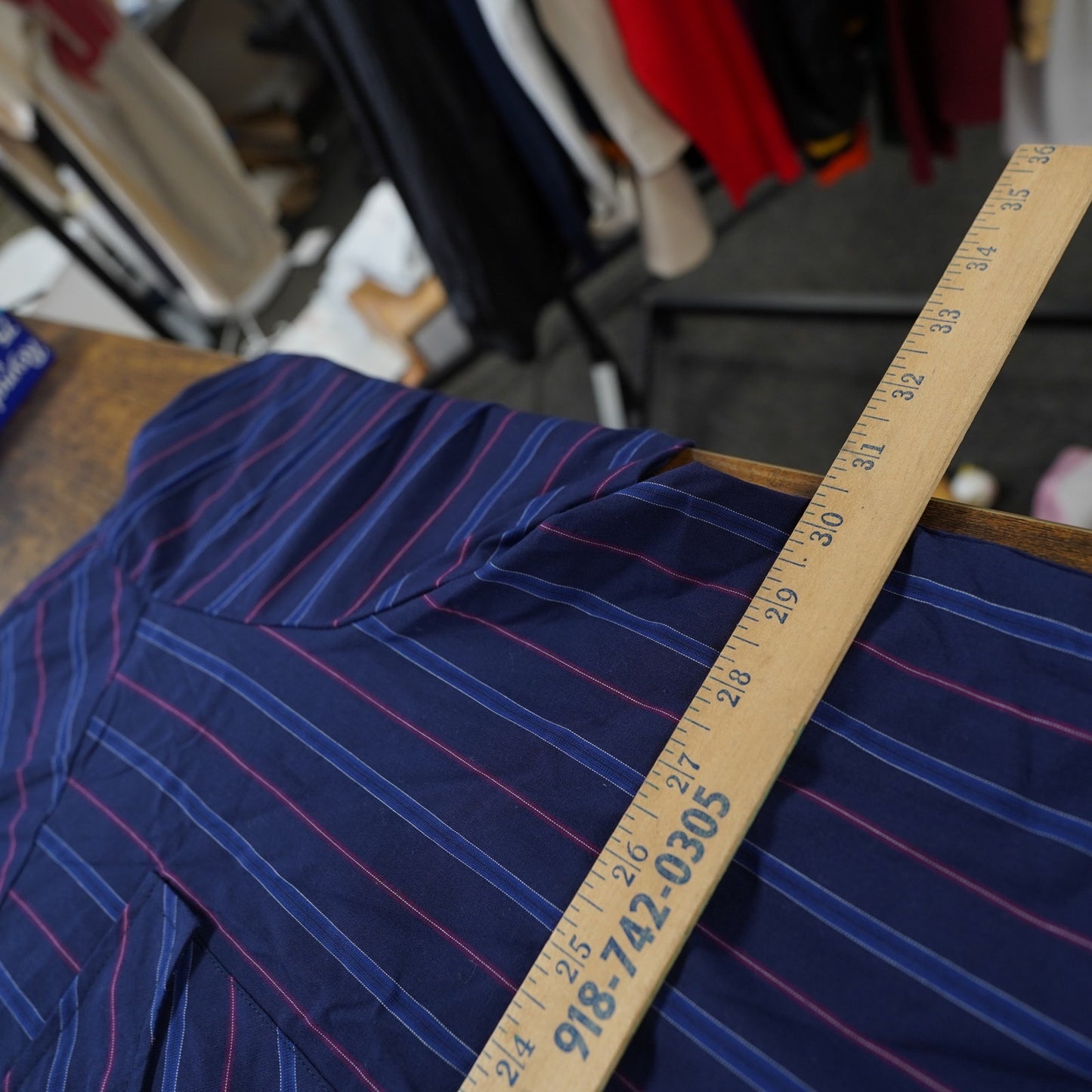 (3XL) Vintage Ely Cattleman Western Pearl Snap Button Up Mens 3XL Blue Striped Big Man