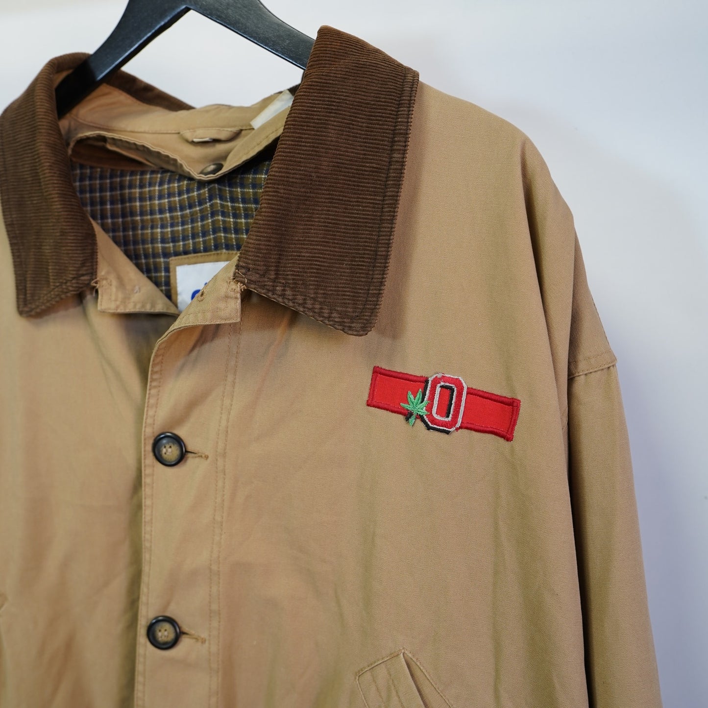 (XXL) Vintage Ohio State Buckeyes Blanket Lined Chore Coat Men's XXL Tan Plaid Jacket