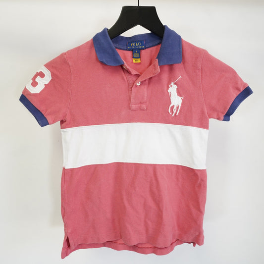(Youth 6) Polo Ralph Lauren Big Pony Embroidered Striped Polo Shirt Kids Sz. 6 Youth Pink