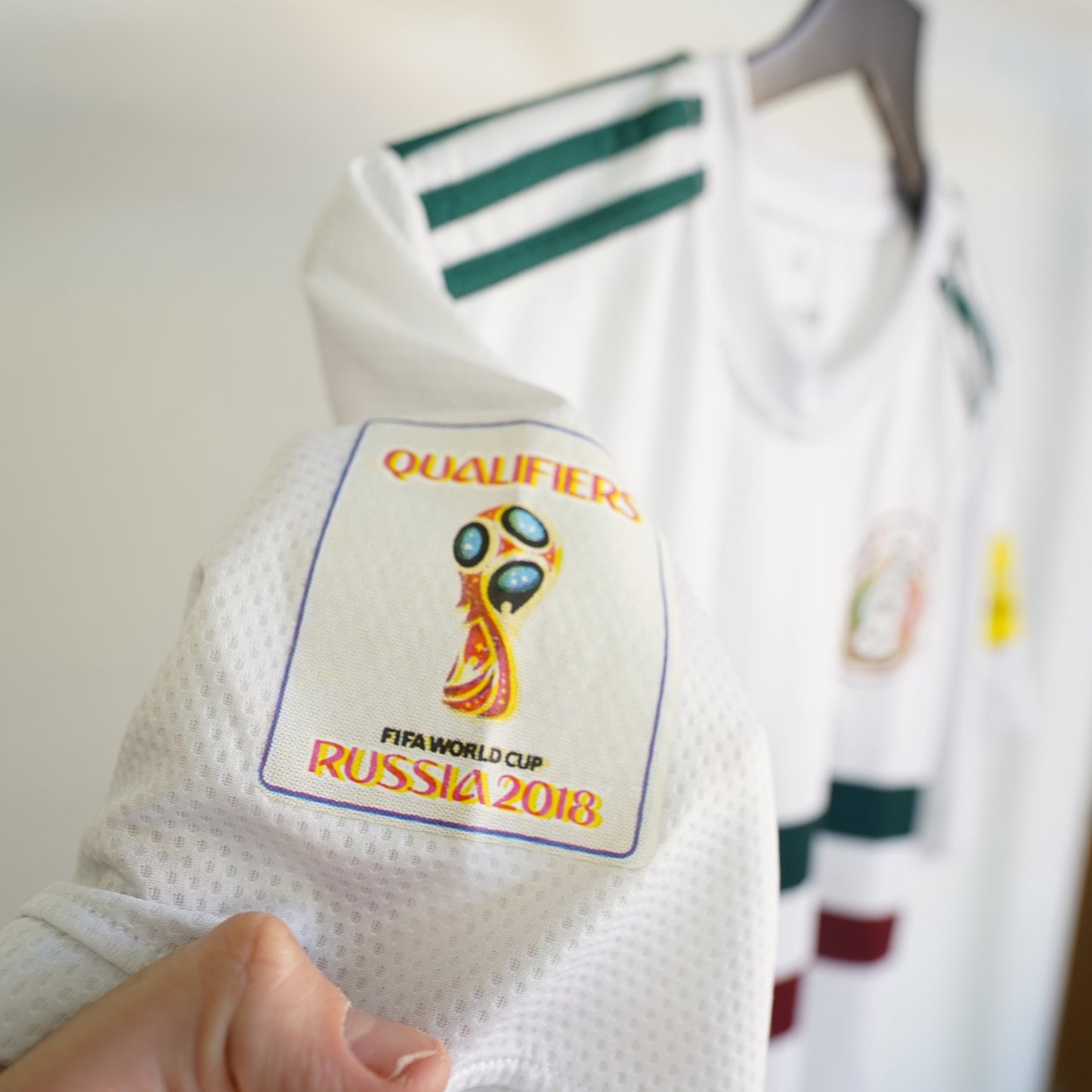 (L) Adidas Mexico 2018 World Cup Russia Away Soccer Jersey Men's L White Vintage