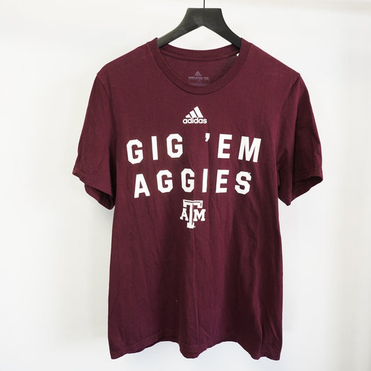 (L) Adidas Texas A&M Aggies Football T-Shirt Men's L Maroon ATM Retro