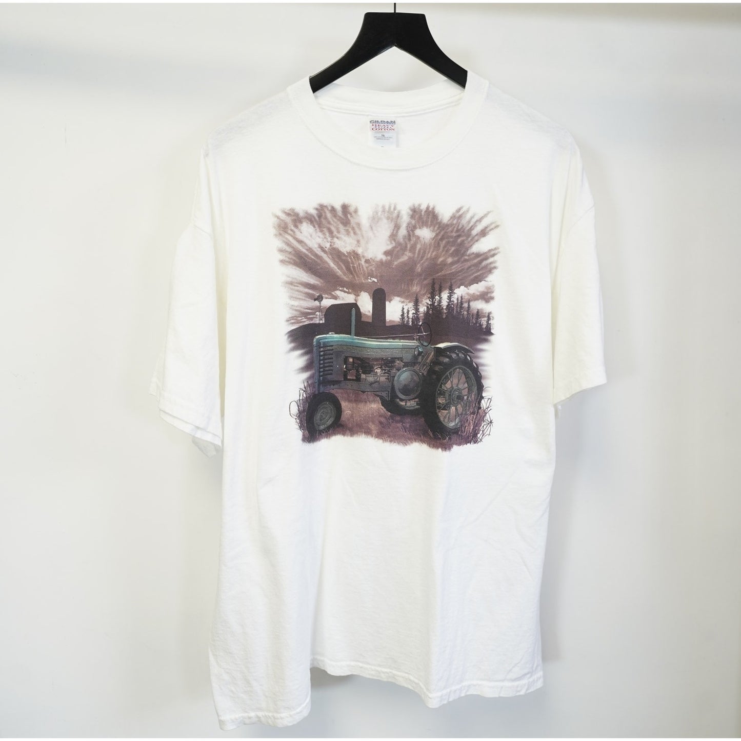(XL) Vintage 90s Tractor Western Country Cowboy T-Shirt Men's XL White Gildan Farm