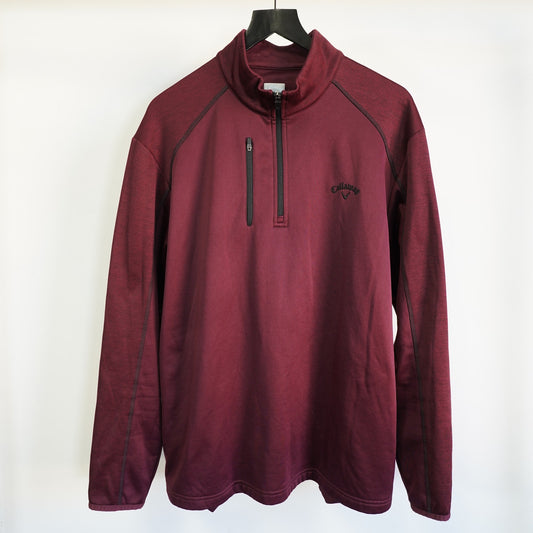 (L) Callaway Golf 1/4 Zip Pullover Performance Athletic Sweater Jacket Maroon