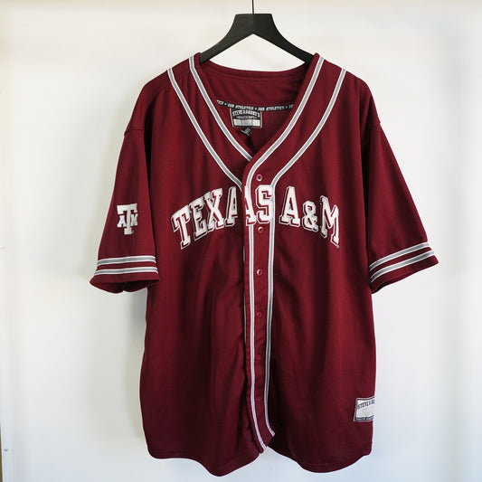 (XL/XXL) Vintage Texas A&M Embroidered Baseball Jersey Men's XL-XXL Steve & Barrys Maroon