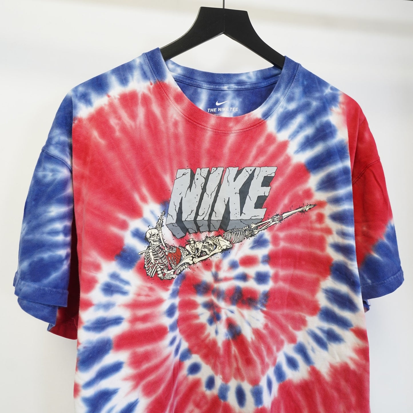 (XL) Nike Exploration Series Tie Dye Skeleton T-Shirt Men’s XL Red Blue Y2K Skate