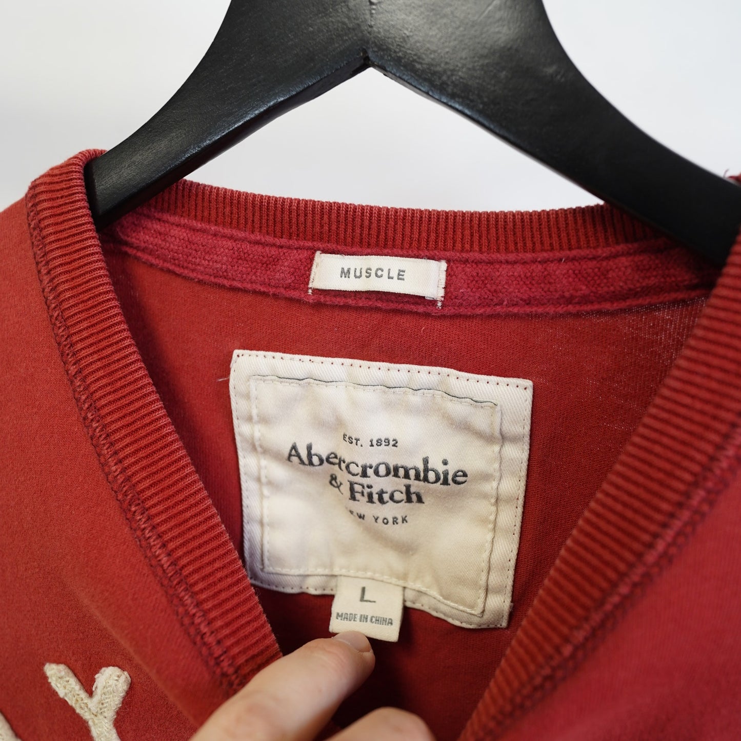 (L) Vintage Abercrombie & Fitch Y2K Longsleeve Muscle T-Shirt Men's L Red 2000s