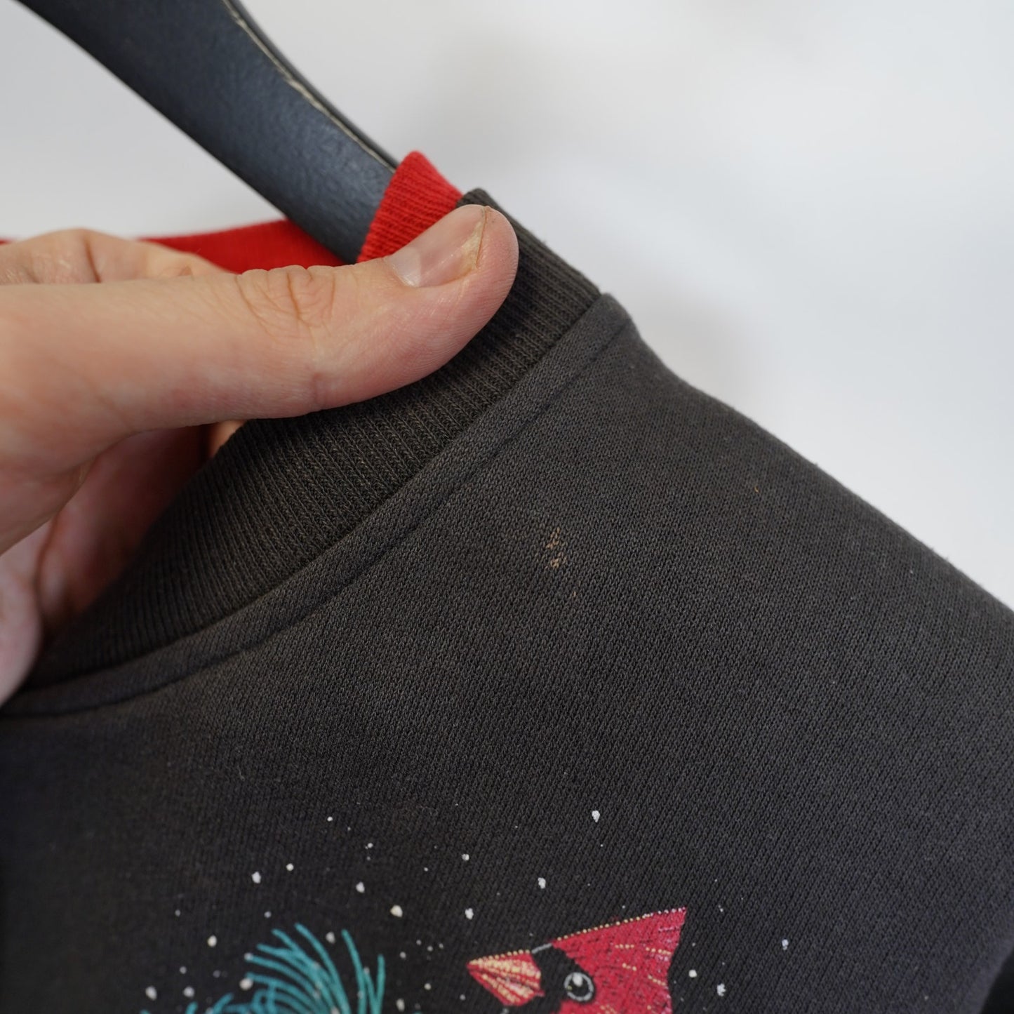 (L) Vintage Grandmother Cardinal Nature Cardigan Sweatshirt Women's L Black Cottage
