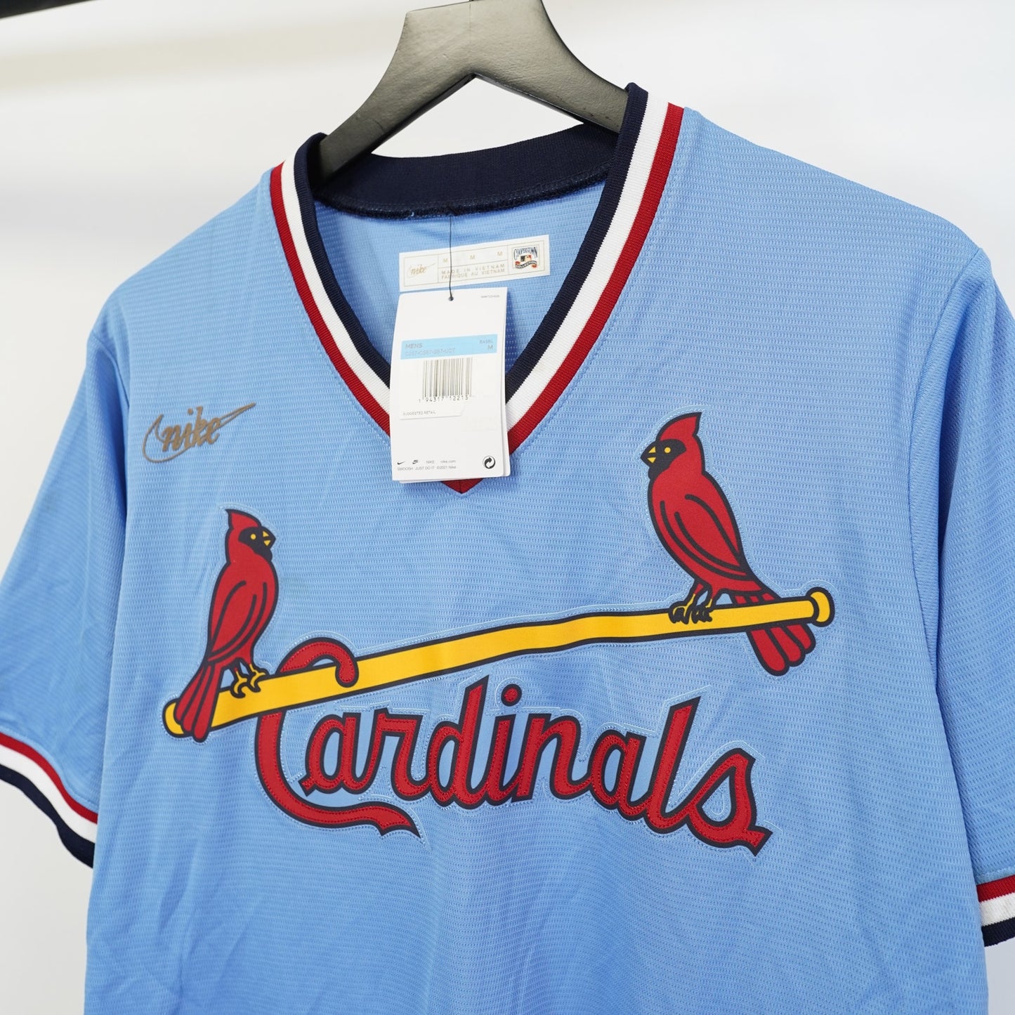 (M) Nike St. Louis Cardinals Light Blue Cooperstown Baseball Jersey Men's M New