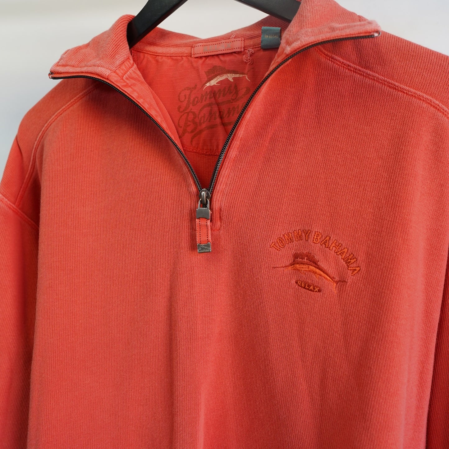 (S) Tommy Bahama Relax 1/4 Zip Pullover Sweater Men's S Salmon Red Sewn