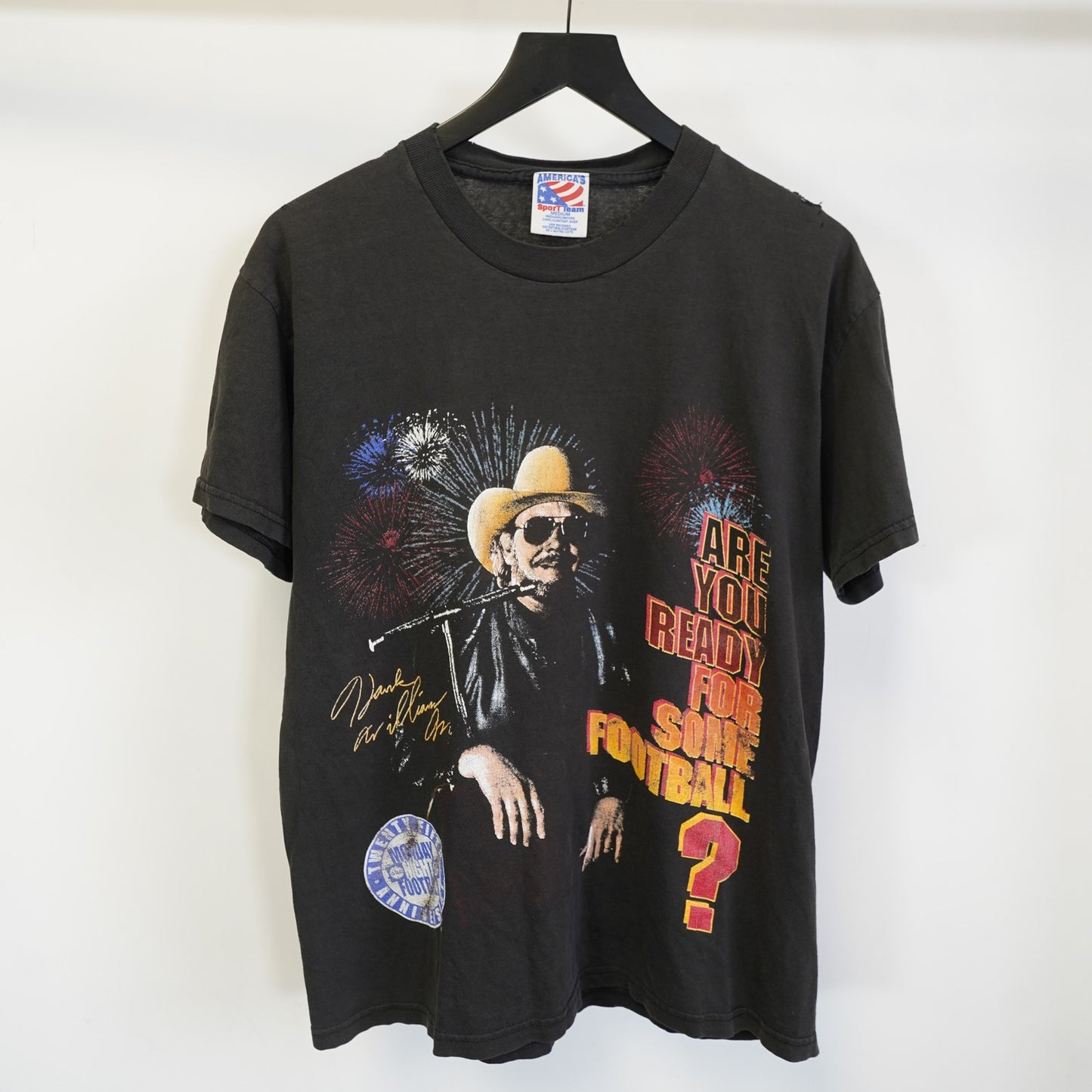 (M) Vintage Hank Williams Jr. Are You Ready For Football 90s Band T-Shirt Men's M
