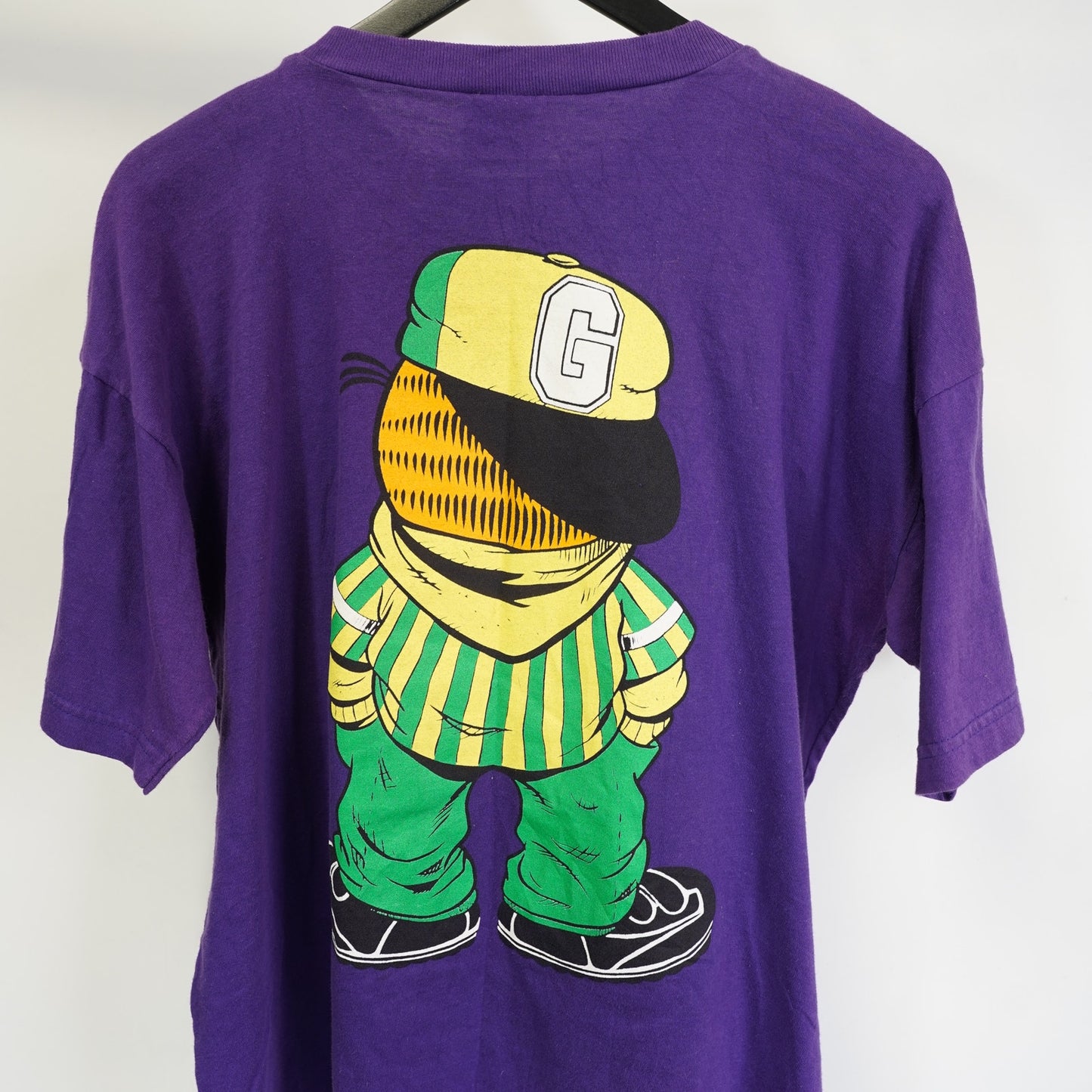 (XL) Vintage Garfield 90s Single Stitch Cartoon Hip Hop T-Shirt Men's XL Purple