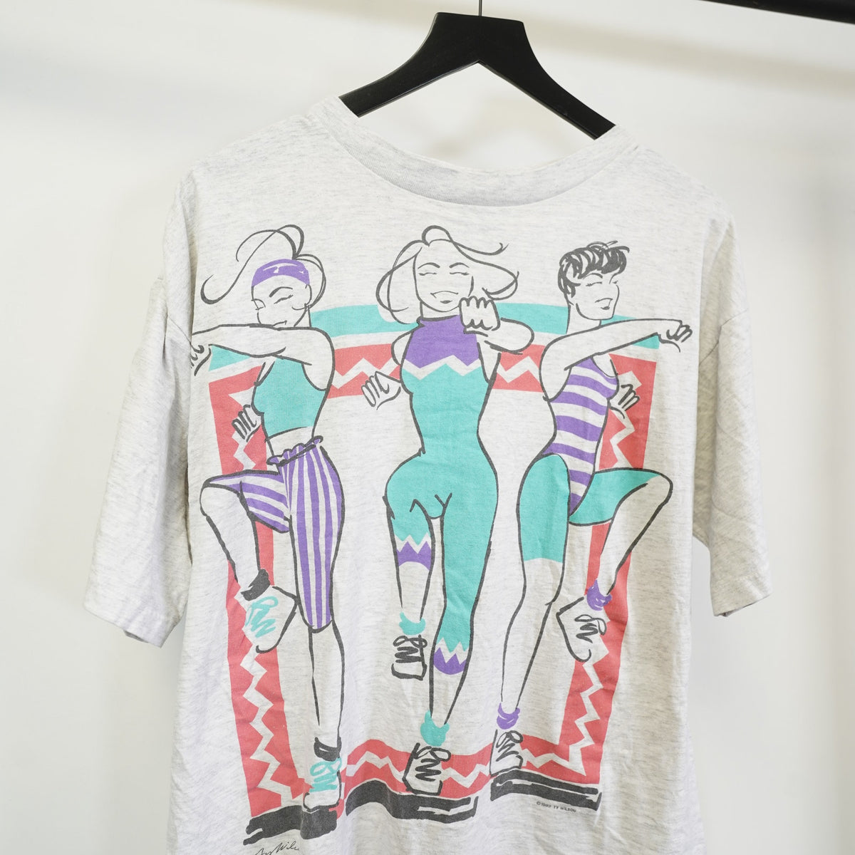 (XL) Vintage 1993 Pastel Workout Jazzercise Tae Bo Gym T-Shirt Mens XL Gray Retro 90s