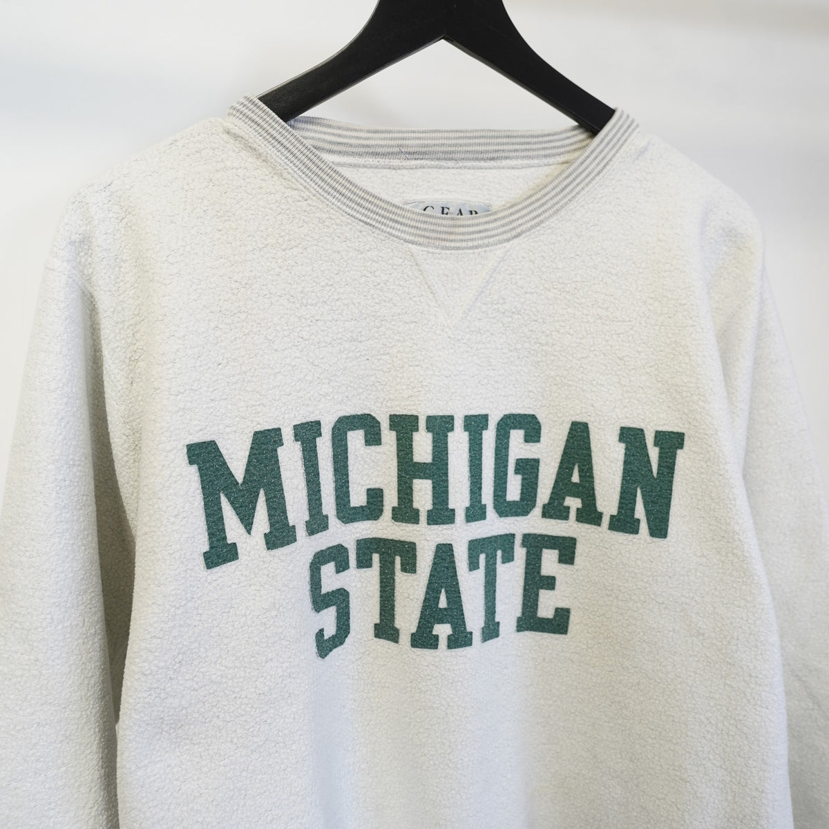 (L) Michigan State Spartans Fleece College Sweatshirt Men's L Gray Retro 90s