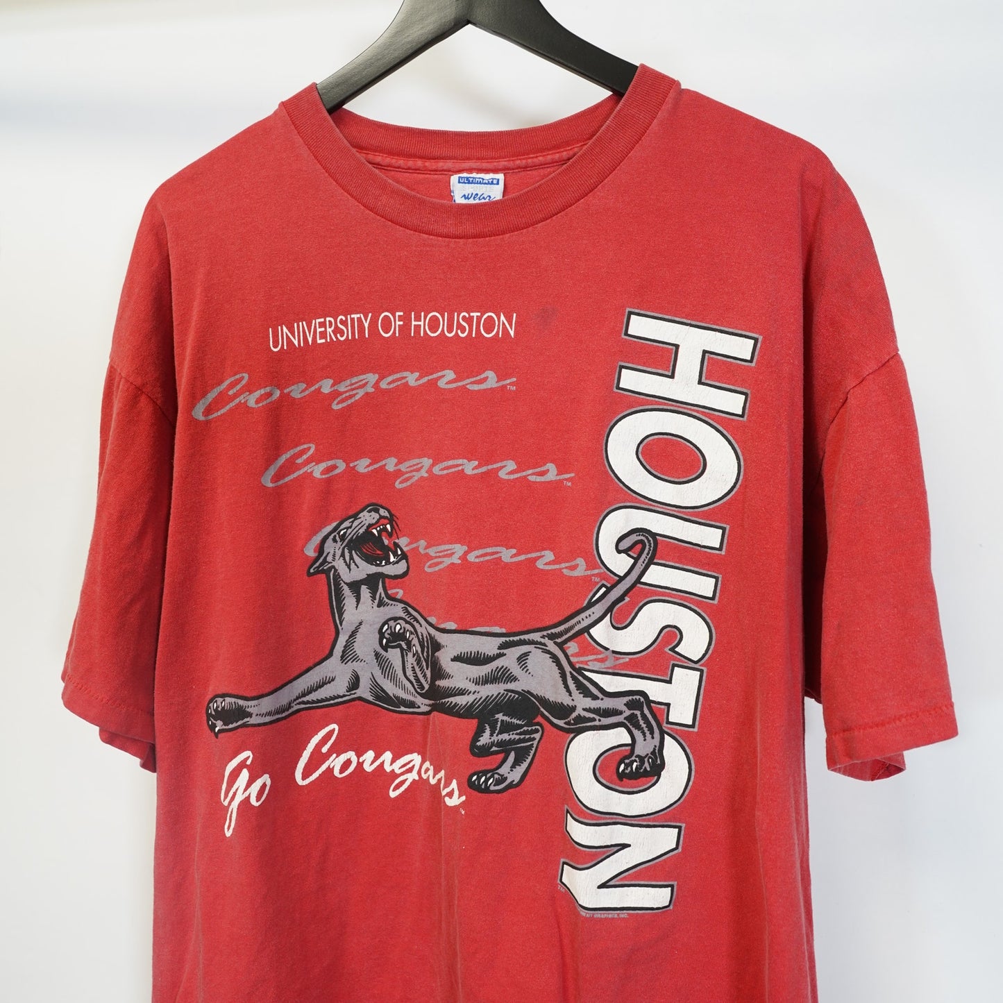 (XXL) Vintage University of Houston Cougars 90s Single Stitch T-Shirt Men's XXL Red