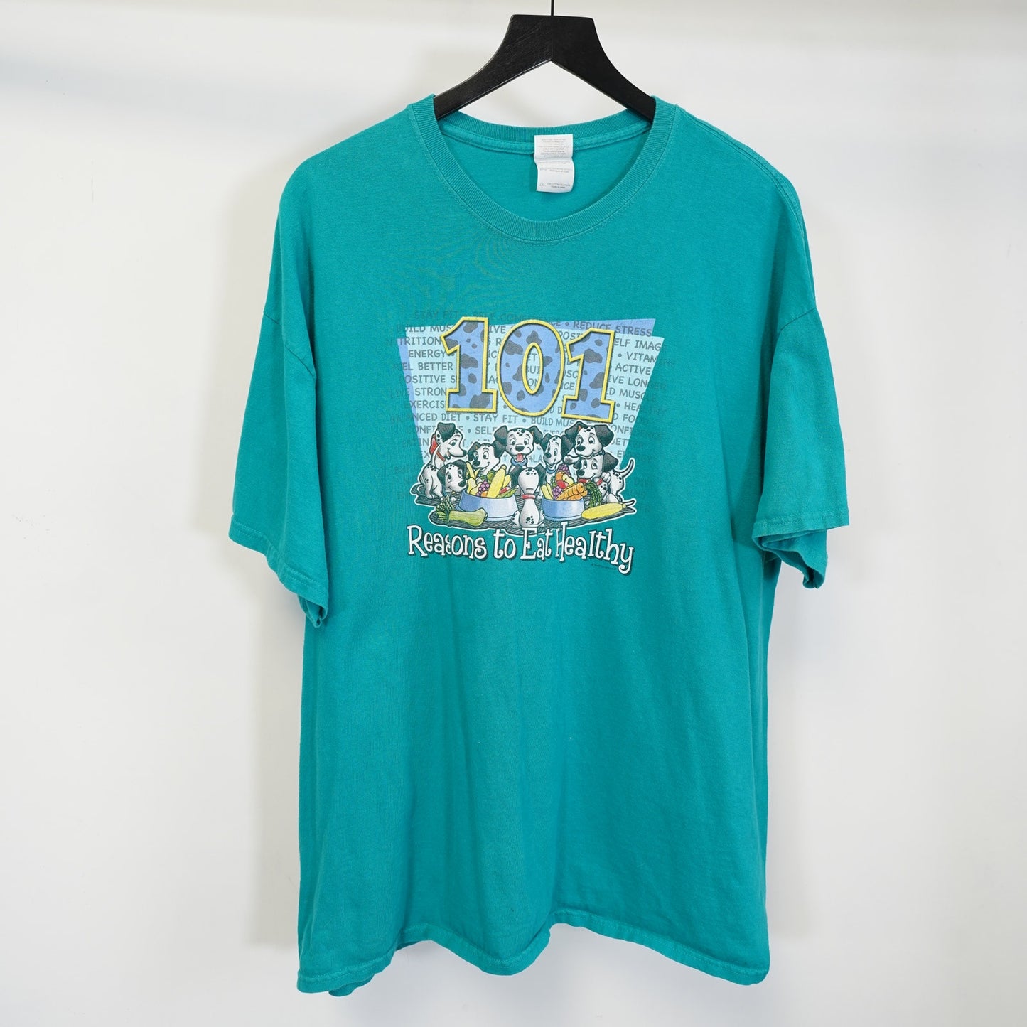 (XXL) Vtg 101 Dalmatians Reasons To Eat Healthy T-Shirt Men's XXL Funny Disney Fitness