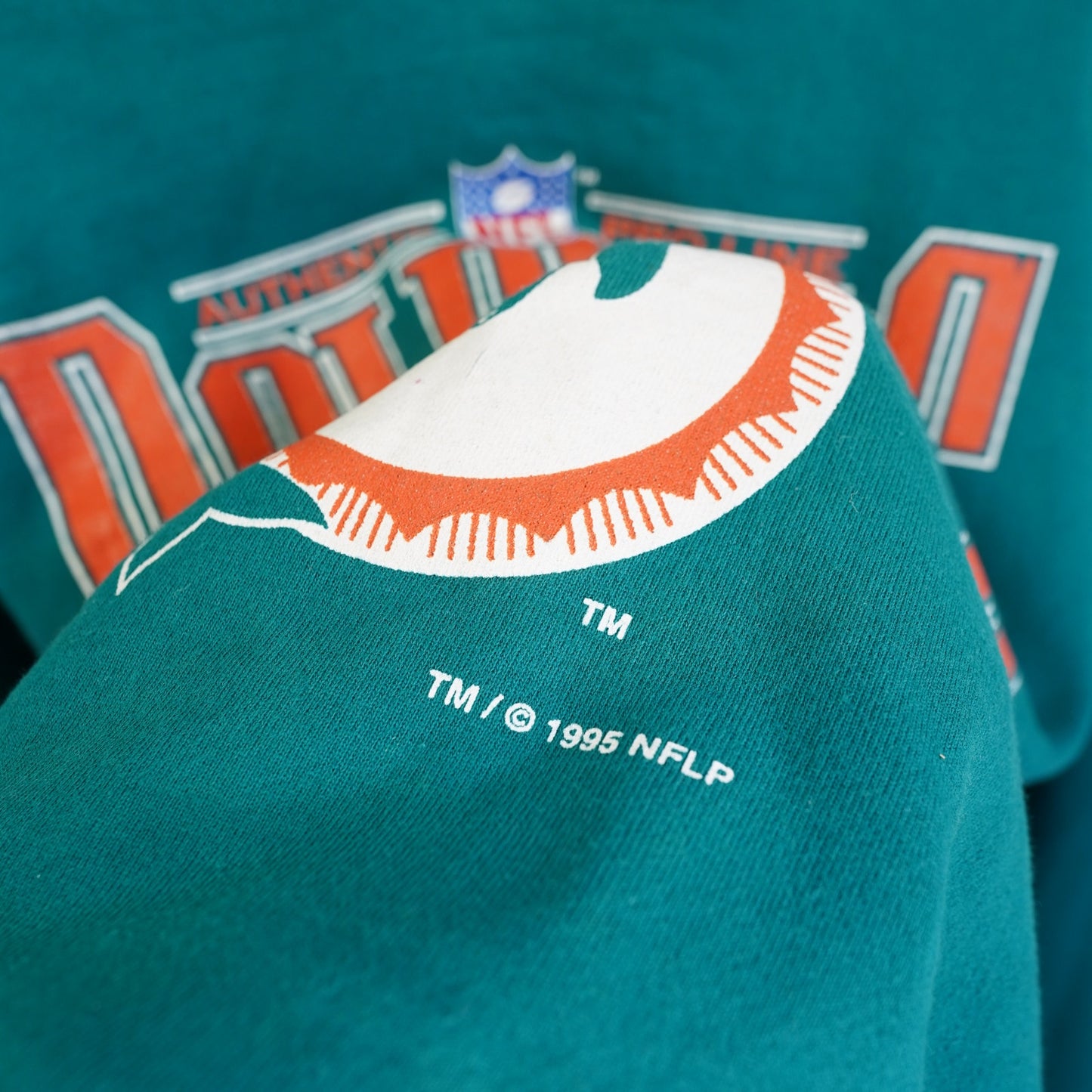 (L) Vintage Miami Dolphins Logo Athletic 90s Sweatshirt Men's L Aqua Crewneck NFL