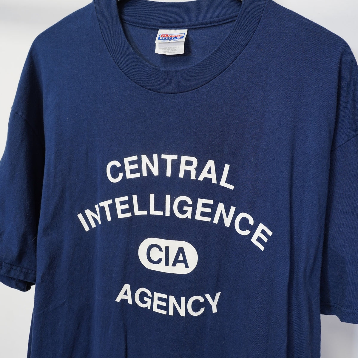 (XL) Vintage CIA Spy T-Shirt Men's XL Navy Blue White 90s Retro Streetwear Police