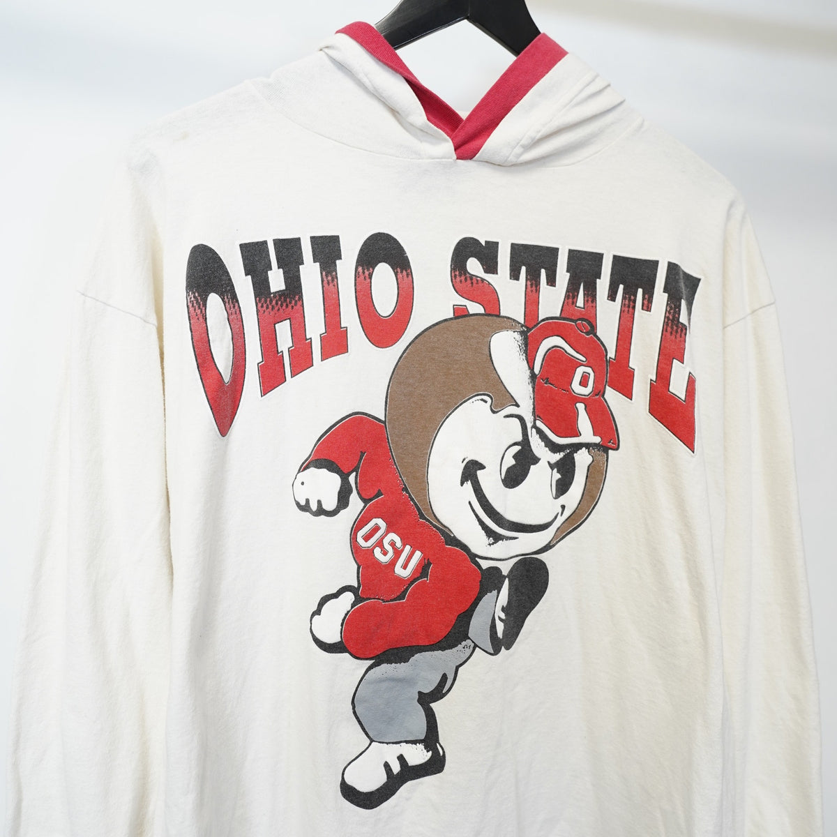 (L) Vintage Ohio State Buckeyes 90s Hooded T-Shirt Men's L White Red TSI Retro