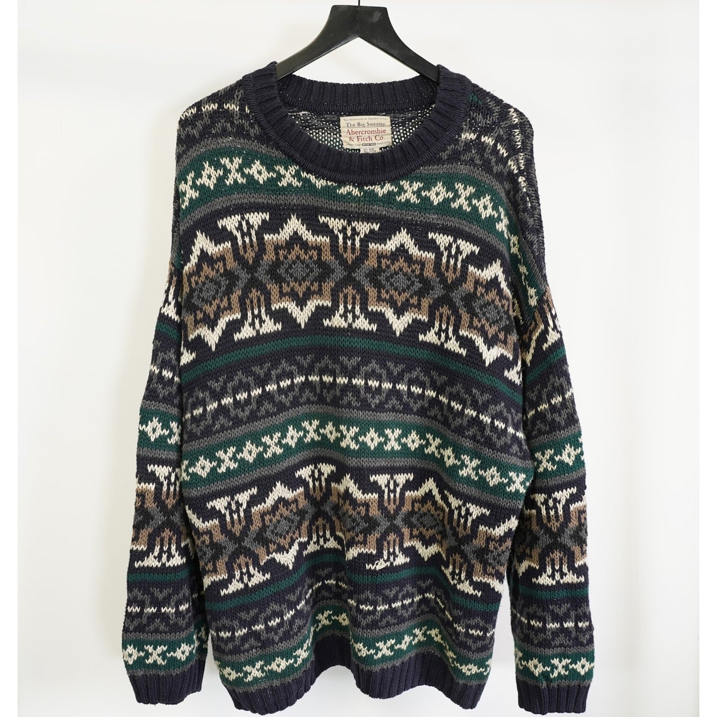 (XL) Vintage 90s Abercrombie & Fitch The Big Knit Sweater Men's XL Boho Cottage Retro