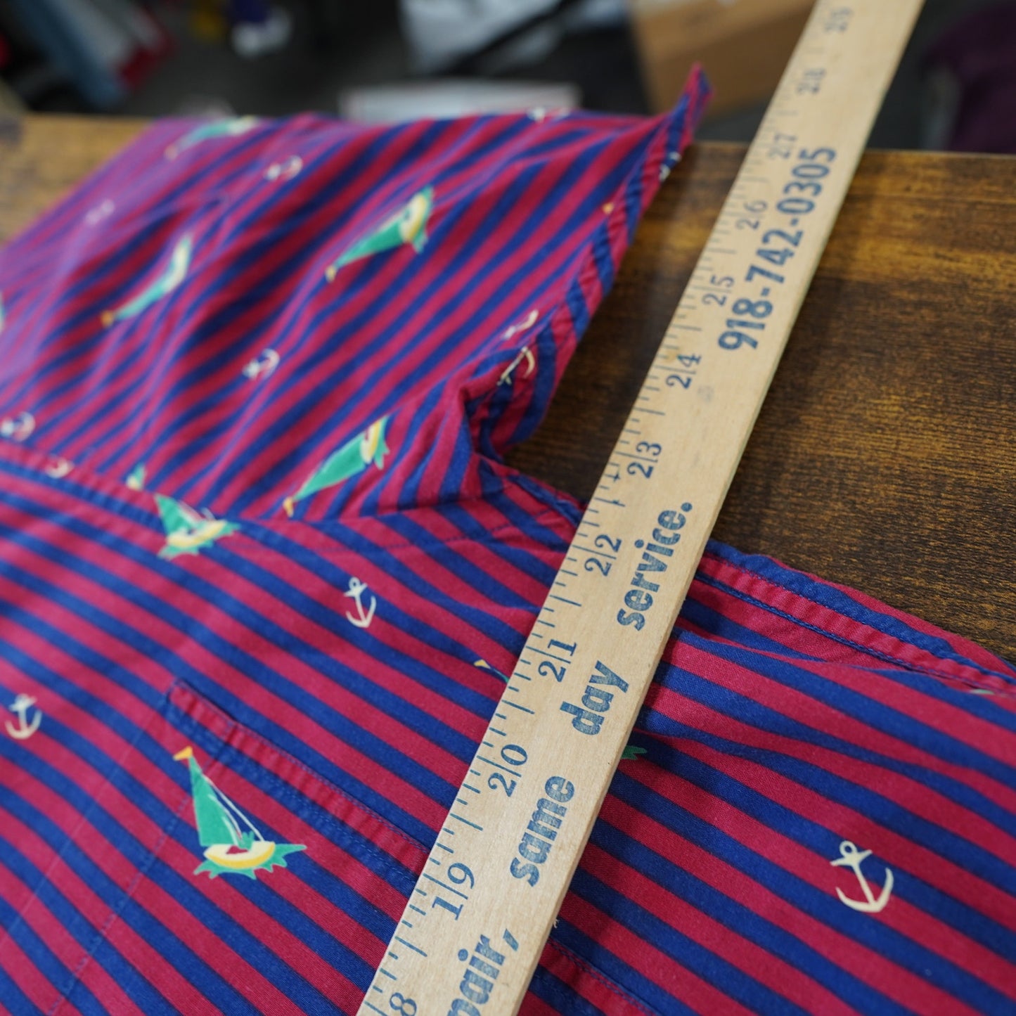 (M) Vintage Salty Dog Gant Sailing Striped 90s Button Up Men's M Red Blue Yacht Boat