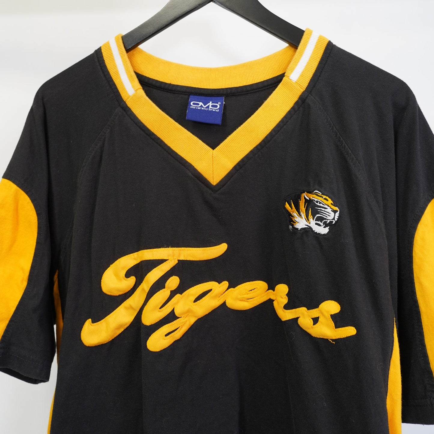 (L) Vintage Missouri Tigers Ovb Embroidered T-Shirt Men's L Black Yellow Mizzou