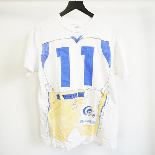 (M) Vintage LA Rams Logo 7 90s All Over Print T-Shirt Jersey Men's M White NFL