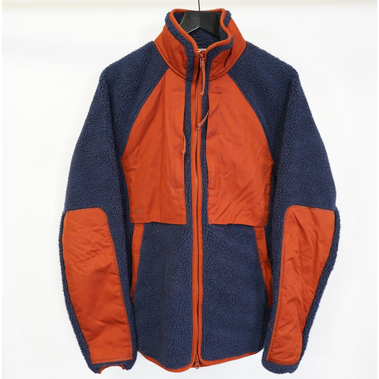 (M) Fjallraven Vardag Deep Pile Fleece Jacket Mens M Navy Orange Hike Gorpcore Hunt