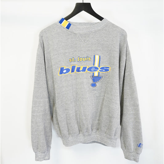 (L) Vintage St. Louis Blues Logo Athletic Stitched Gray Sweatshirt Men's L Gray 90s