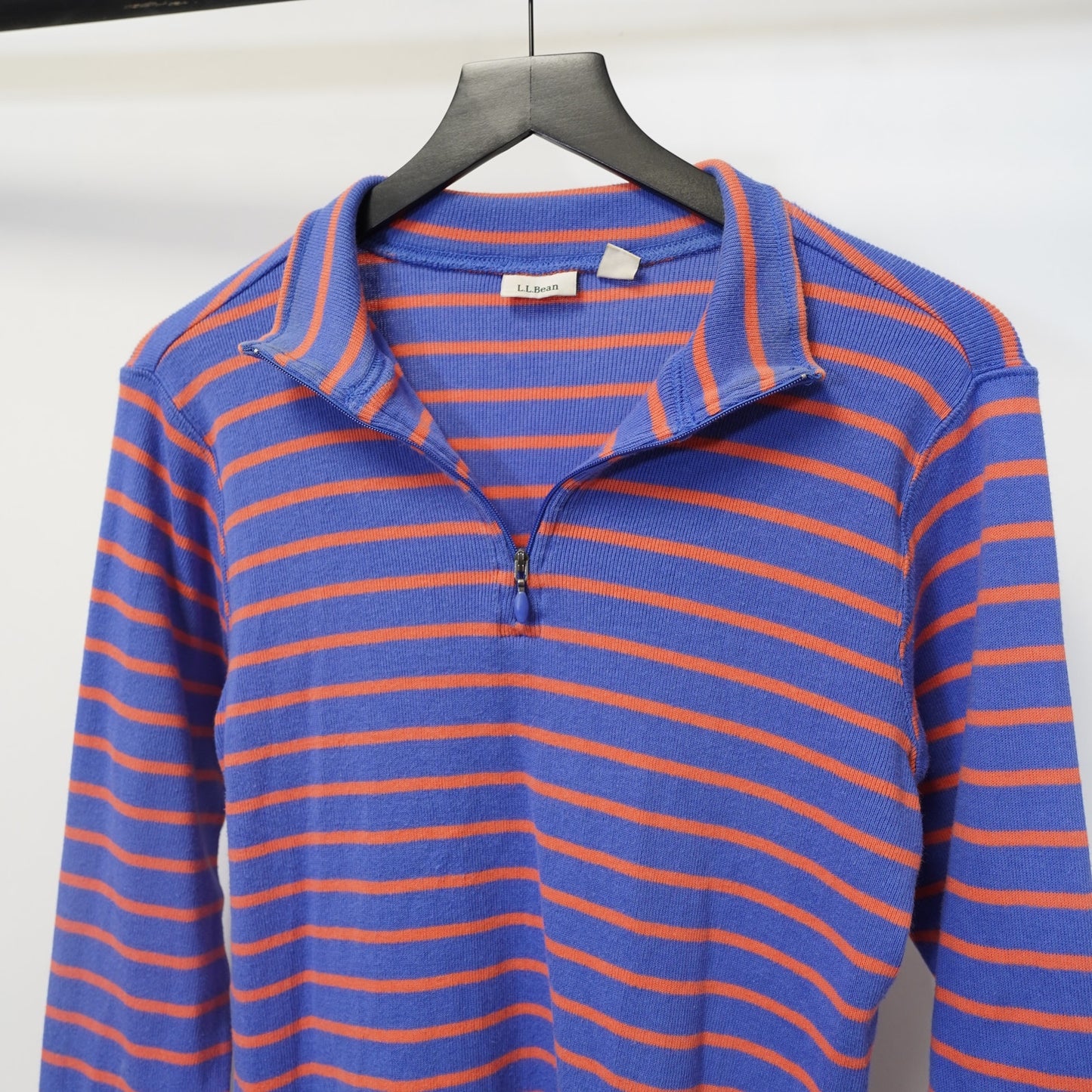(Women's M) L.L.Bean Striped Quarter-Zip Pullover Sweater Women's M Blue Orange Gorpcore