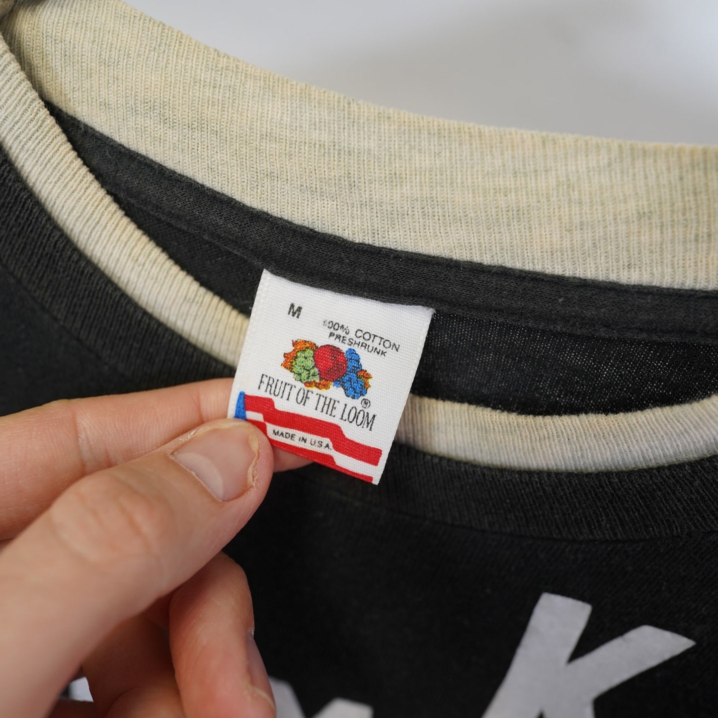 (M) Vintage World Soccer Formula Single Stitch T-Shirt Men's M Black Fruit of Loom