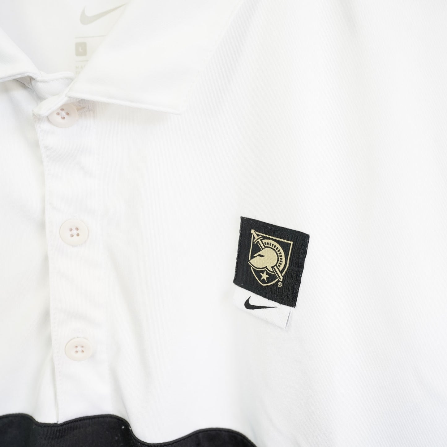 (L) Nike US Army Black Night Performance Polo Shirt Men's L Black White Striped