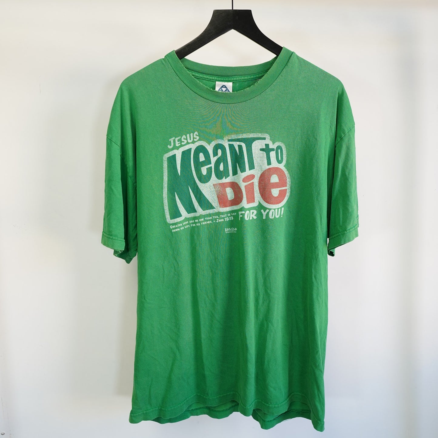 (XL) Vintage Jesus Meant to Die For You T-Shirt Men's XL Religious Tee Green