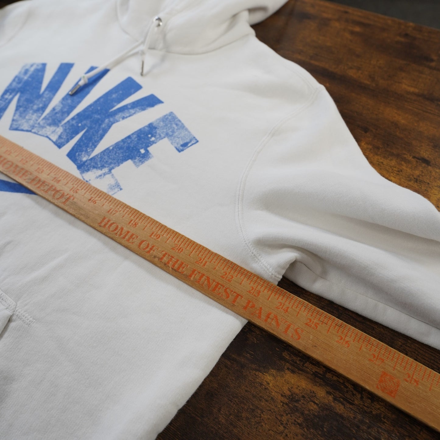 (L) Nike Big Logo Hoodie Men's L White Blue Jacket Spellout Swoosh Center Check