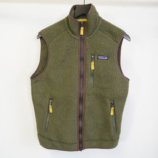 (S) Patagonia Retro Deep Pile Vest Full Zip Hiking New Men's S Olive Green Gorpcore