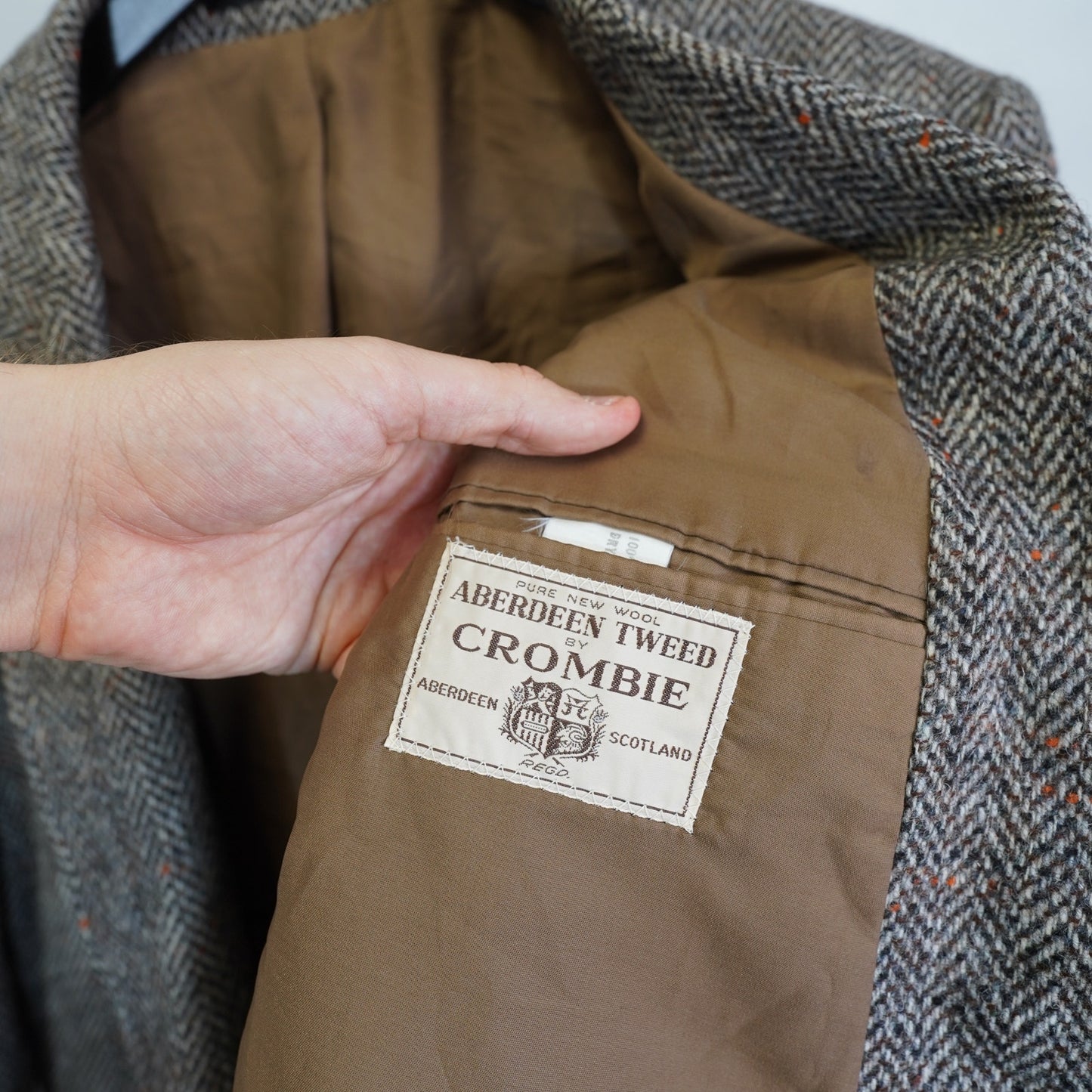 (L 46R) Hardy Amies Aberdeen Tweed Crombie Scotland Wool Blazer Jacket Men's Size L 46 R
