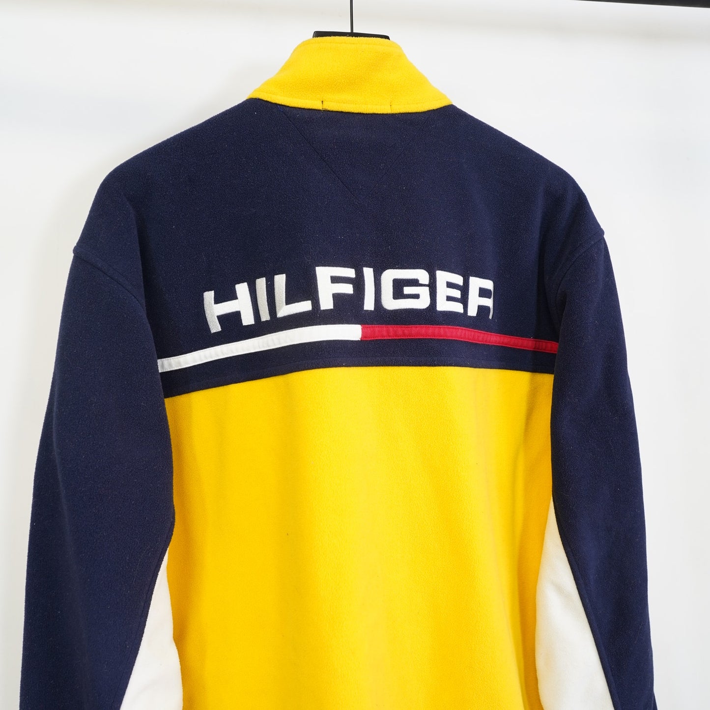 (XL) Vintage Tommy Hilfiger 90s Fleece Full Zip Jacket Men's XL Yellow Sewn Big Flag