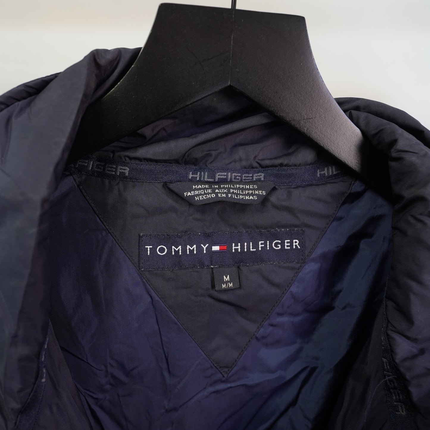 (M) Vintage Tommy Hilfiger Anorak Puffer Jacket Men's M Blue Pullover Retro Hip Hop