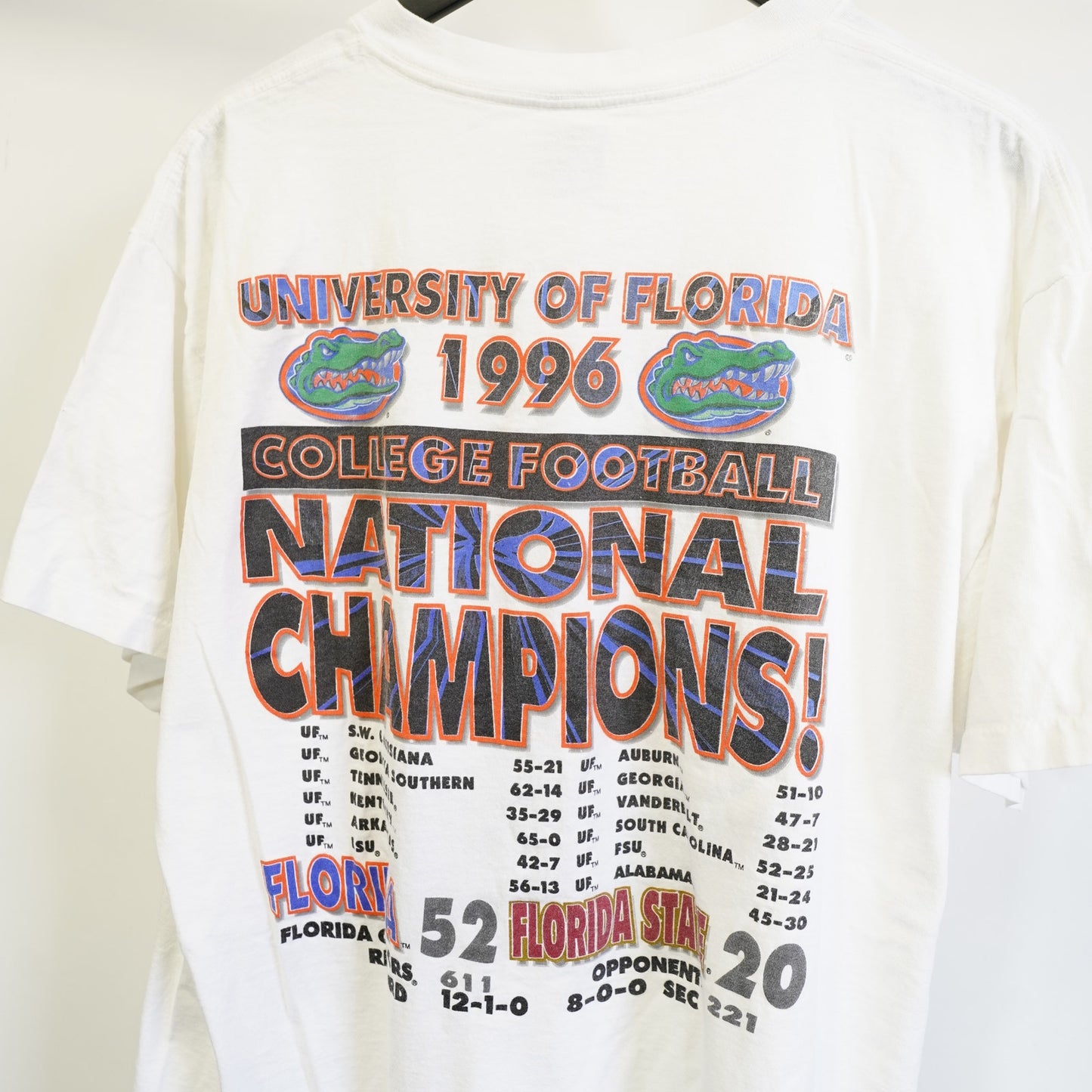 (XL) Vintage University of Florida Gators 1996 Champions T-Shirt Men's XL White 90s