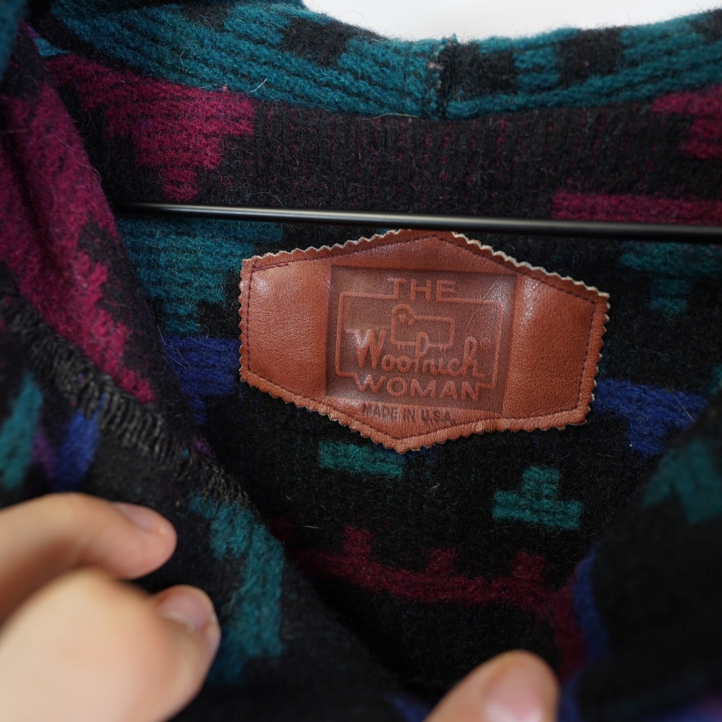 (Women's XL) Vintage Woolrich Southwestern Aztec Heavy Wool Knit Trench Coat Women's L/XL