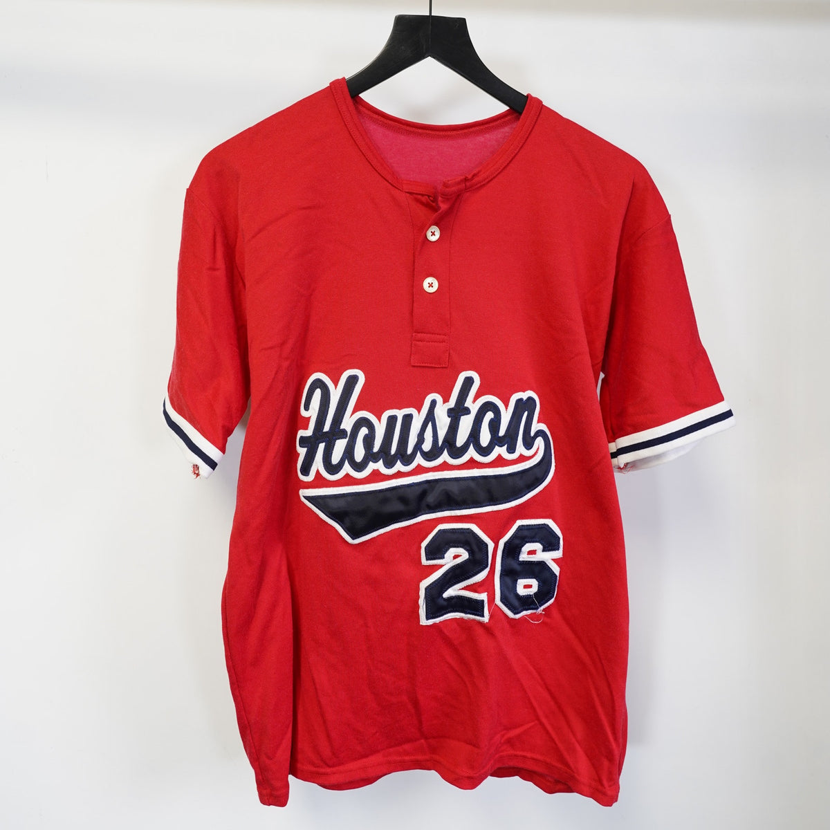 (M) Vintage University of Houston Cougars Sewn Baseball Jersey Men's M Red U of H