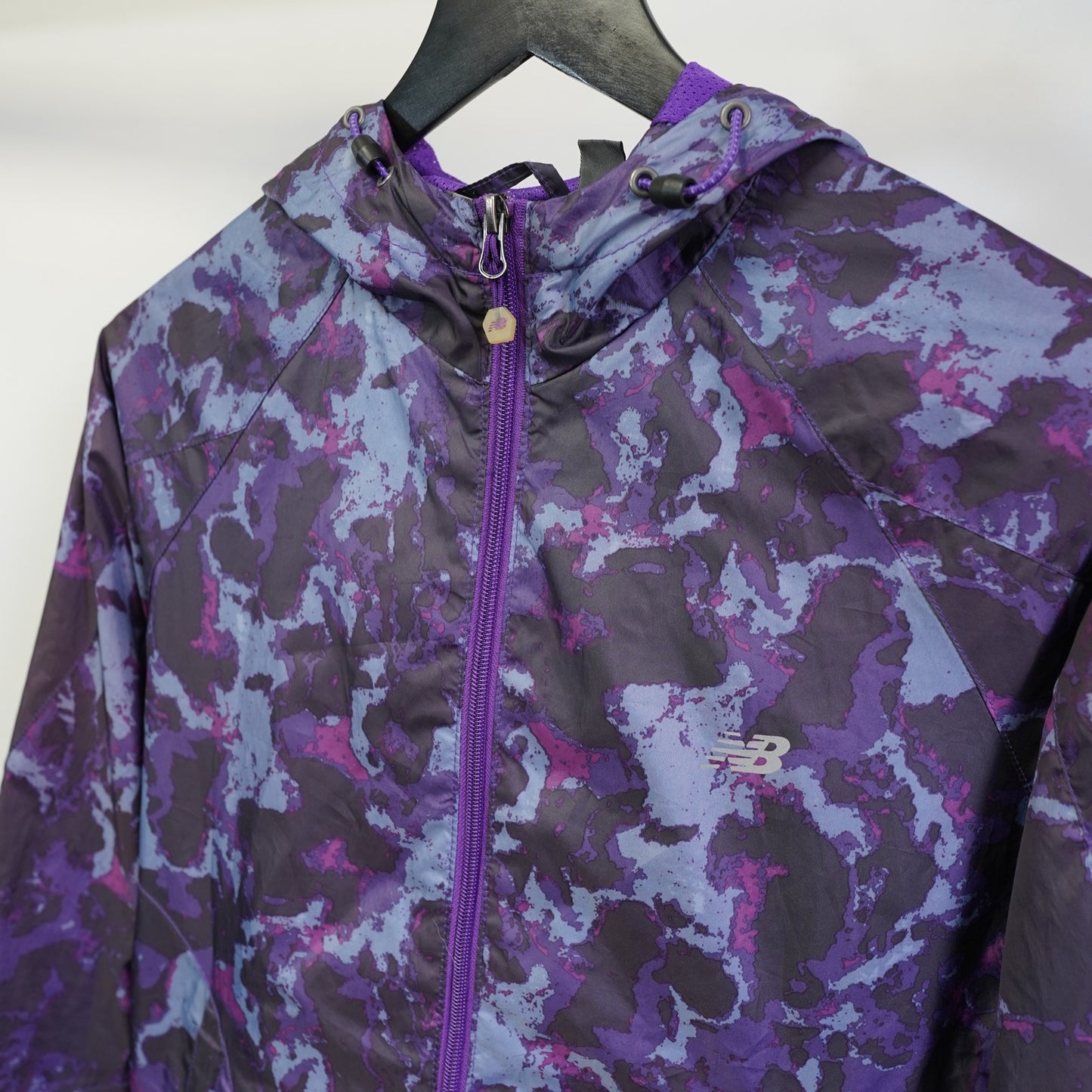 (Women's M) Vintage New Balance Running Rain Jacket Purple Y2K Windbreaker