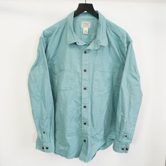 (XL) L.L. Bean Traditional Fit Heavy Button Up Shirt Men's XL Cotton Aqua Hiking